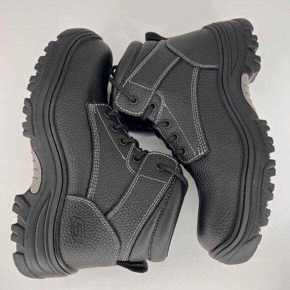 Skechers Mens 77143 Burgin Tarlac Steel Toe Industrial Leather Size 8 Work Boots